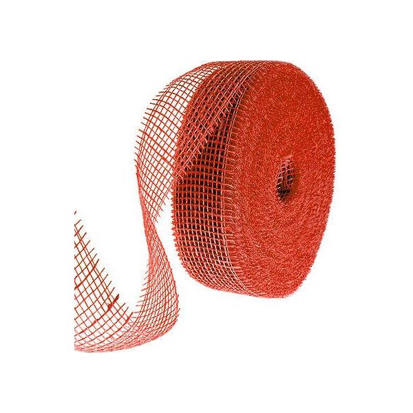 Nastro Di Iuta Rosso 5Cm X 40M - Nastro Decorativo, Decorazione Natalizia, Nastro Da Regalo, Articoli Per L'artigianato-image