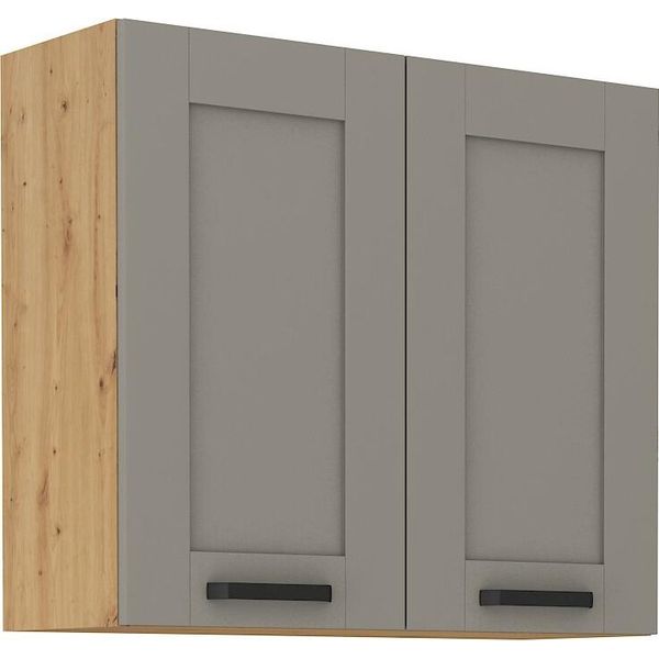 Armadietto Superiore Da Cucina Laili - Larghezza 80 Cm, Grigio Chiaro / Rovere Artisan-image