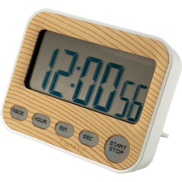 Intirilife Timer Digitale In Marrone - Timer Da Cucina Timer Breve Timer Per Uova In Legno Con Display Lcd - Cronometro Timer Da Cucina Sveglia Timer Da Cucina-image