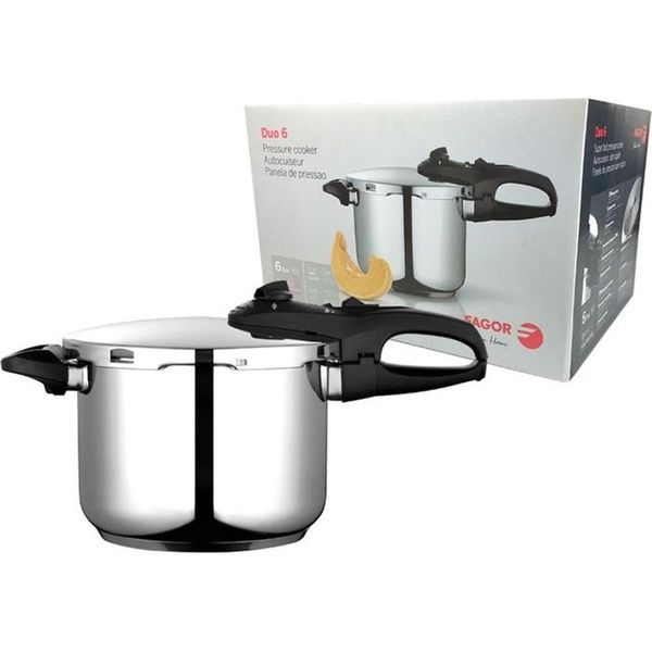 Fagor Duo 6 Pentola A Pressione A Induzione 6 Litri, Superveloce, Acciaio Inox 18/10, 2 Impostazioni Di Pressione-image