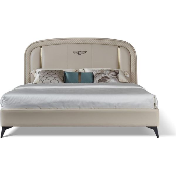 Letto Di Design Camera Da Letto Tessuto Pelle Imbottitura Hotel Letti Moderni 180X200Cm-image