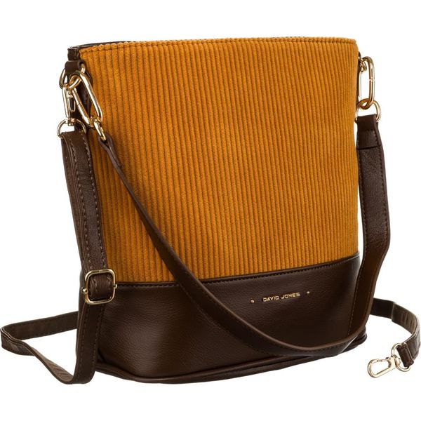 David Jones | Borsa Da Donna, In Pelle Biologica, Con Tracolla Staccabile, Marrone, Giallo, 30X25,5 Cm-image