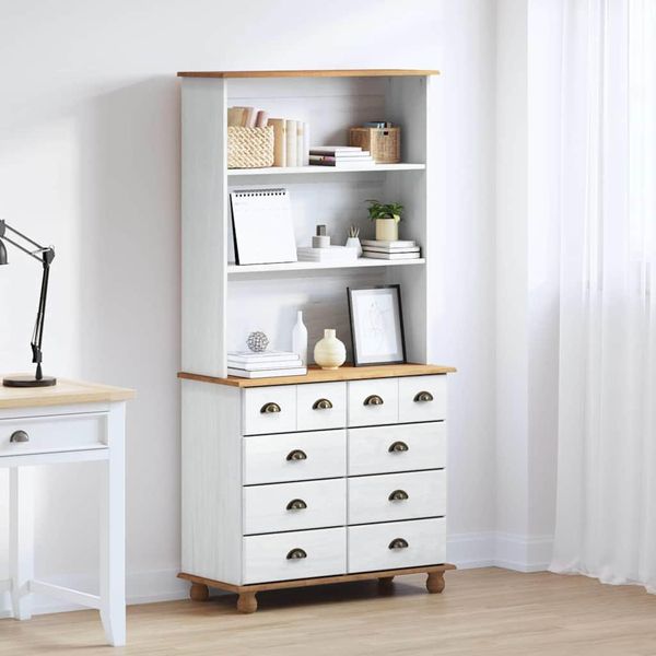 Vidaxl Conigliera Con Ripiano Askim Bianco 91 X 40 X 184 Cm In Legno Di Pino Massiccio-image