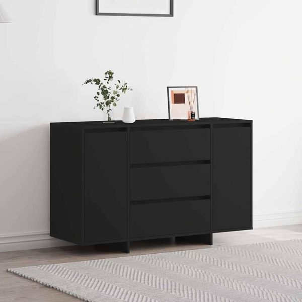 Vidaxl Credenza Con Cassetti Nera 120 X 41 X 75 Cm Materiale A Base Di Legno-image