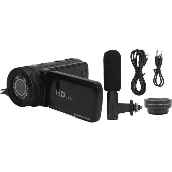 Hd 1080P 16 Mp Videocamera Portatile Per Vlogging - Registratore 16X Zoom Videocamera Digitale Registratore Audio Dv Con Obiettivo Grandangolare Ruotabile-image