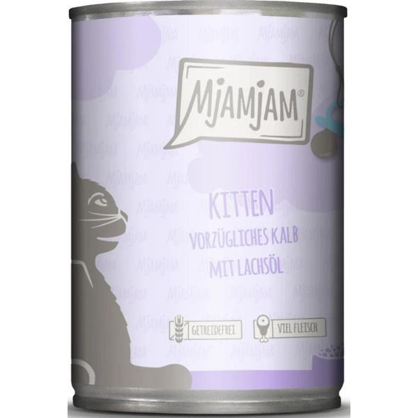 Mjamjam 400Gx6 Gatto Kitten Pregiato Manzo E Salmone-image