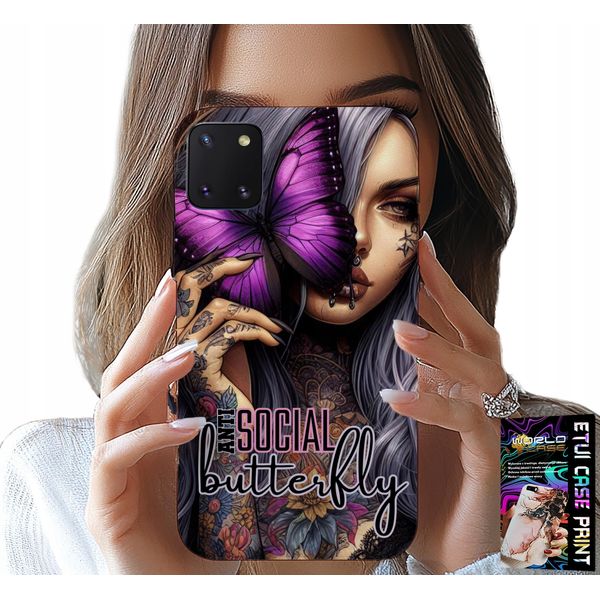 Custodia Per Samsung Galaxy A81 - Anti Social Butterfly Pink Butterfly + Vetro-image
