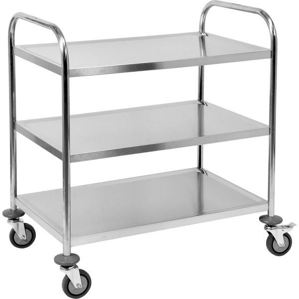 Carrello Di Servizio, Carrello Da Cucina, Carrello Da Sgombero 3 Ripiani 860X530X950Mm Acciaio Inox-image