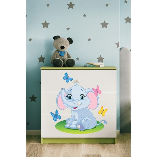 Cassettiera Per Bambini Elefante Nel Colore Verde Babydreams-image