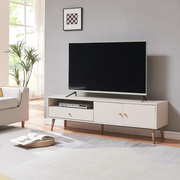 Mobile Tv 'Hallevil' Con Cassetto E 2 Ante 150 X 39 X 45 Cm Bianco-image