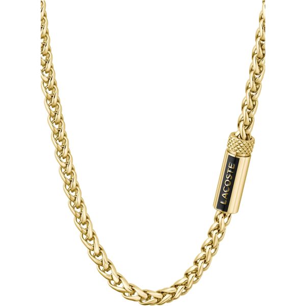 Edelstahlkette Lacoste "Spelt", Gold (Gelbgoldfarben, GrüN), Halsketten, Herren, Edelstahl, L: 56 B: 4Mm, Edelstahlkette, Mit Emaille, B:4Mm-image