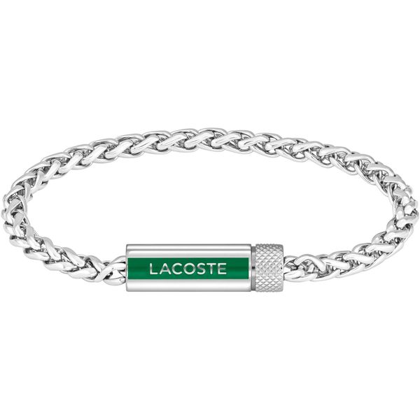 Armband Lacoste "Spelt", GrüN (Edelstahlfarben, GrüN), ArmbäNder, Herren, 21Cm, Edelstahl, Armband, Mit Emaille-image