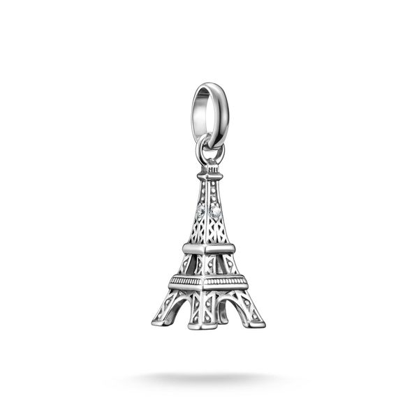 Charm-EinhäNger Thomas Sabo "Charm Eiffelturm-Design - Connect", Silber (Silberfarben, Kristallweiß, Kristallweiß), Charms, Damen, Silber 925 (Recycelt), Mit Zirkonia (Synth.)-image