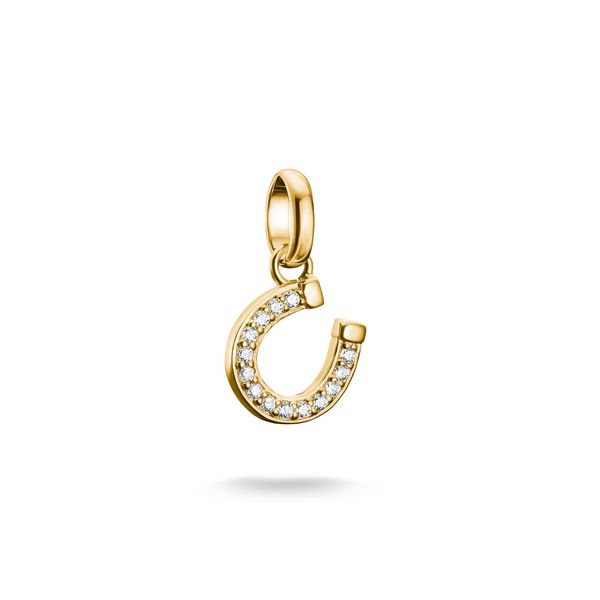 Charm-EinhäNger Thomas Sabo "Charm Hufeisen-Design Vergoldet - Connect", Gold (Gelbgoldfarben, Kristallweiß, Kristallweiß), Charms, Damen, Silber 925 (Recycelt), Mit Zirkonia (Synth.)-image