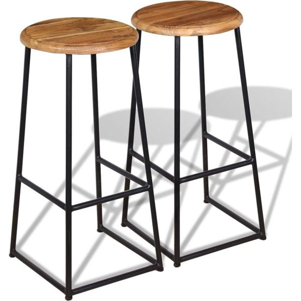 The Living Store Sgabello Da Bar 2 Pezzi. Legno Massiccio Di Teak-image