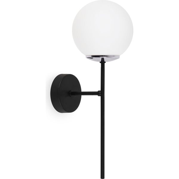 Applique Siena Cromo Nero 1 Luce Vetro Bianco E14-image