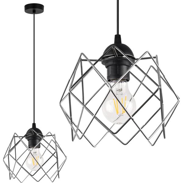 Lampada A Sospensione Stella A 1 Luce, Paralume In Vetro Cromato, E27-image