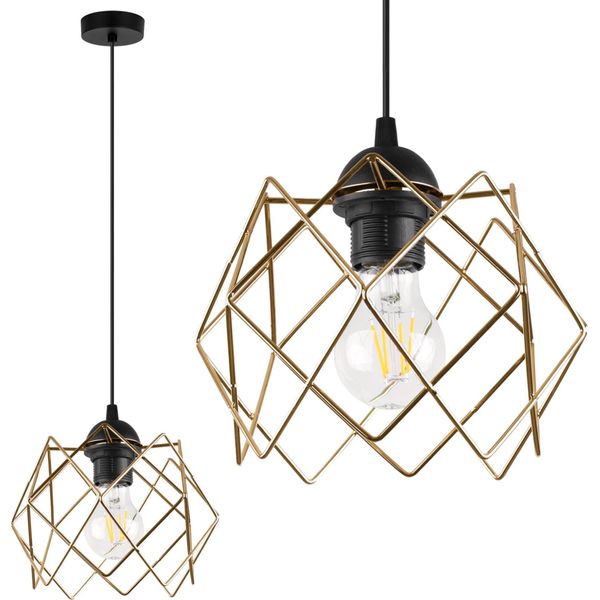 Lampada A Sospensione Stella A 1 Luce, Paralume In Vetro Dorato, E27-image