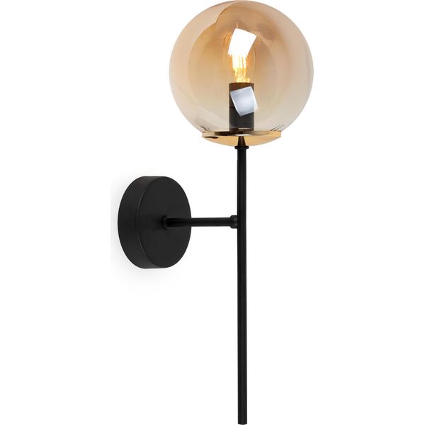 Applique Siena Nero-Oro 1 Luce Vetro Miele E14-image