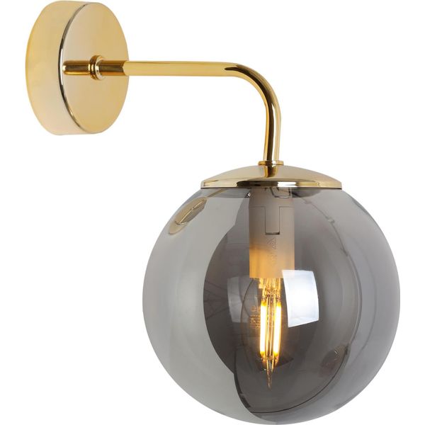 Applique Siena Gold 1 Luce Vetro Grigio Fumo E14-image