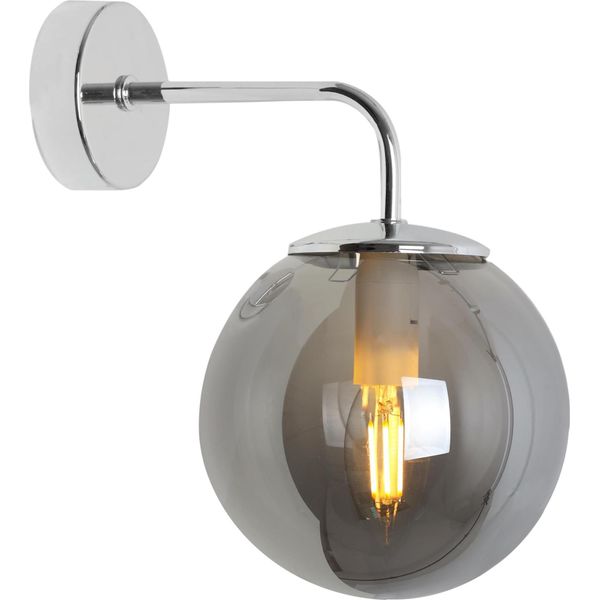 Applique Siena Cromo 1 Luce Vetro Grigio Fumo E14-image