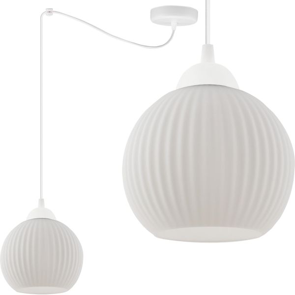Lampada A Sospensione Riffle Spider White 1 Luce Vetro Bianco Globo E27-image