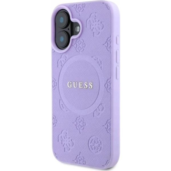 Guess Guhmp16Spsapsmeu Custodia Rigida Per Iphone 16 6.1 Fioletowy/Purple Saffiano Peony Classic Logo Magsafe-image