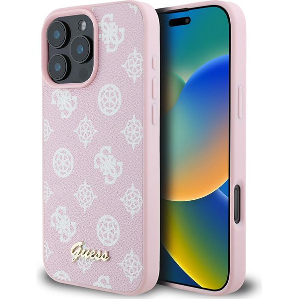 Guess Guhmp16Lpgpysp Iphone 16 Pro6.3 RóżOwy/Pink Custodia Rigida Peony Script Logo Magsafe-image