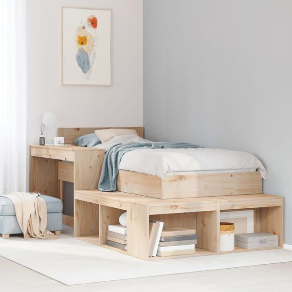 Vidaxl Comodino Con Scrivania 222X107X75 Cm In Legno Di Pino Massiccio-image