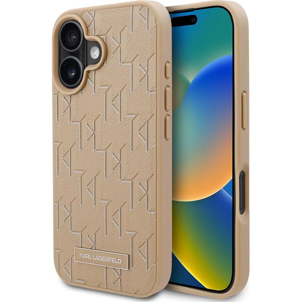 Karl Lagerfeld Klhmp16Spkhporpe Iphone16 6.1 BeżOwy/Beige Custodia Rigida Con Timbro A Caldo Magsafe-image
