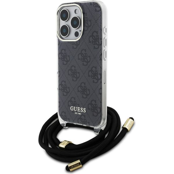 Guess Guhcp16Lhc4Sek Iphone 16 Pro 6.3 Czarny/Nero Custodia Rigida Crossbody Cord 4G Print-image
