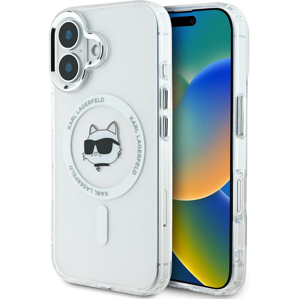 Karl Lagerfeld Klhmp16Shlschh Iphone 16 6.1 BiałY/Bianco Custodia Rigida Iml Metallo Testa Choupette Magsafe-image