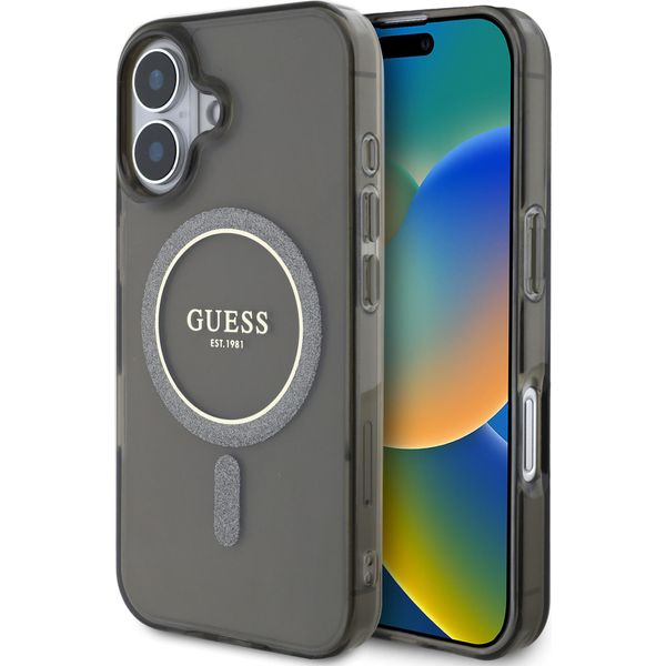 Guess Guhmp16Shfgerek Iphone 16 6.1 Czarny/Nero Custodia Rigida Iml Glitter Circle Magsafe-image
