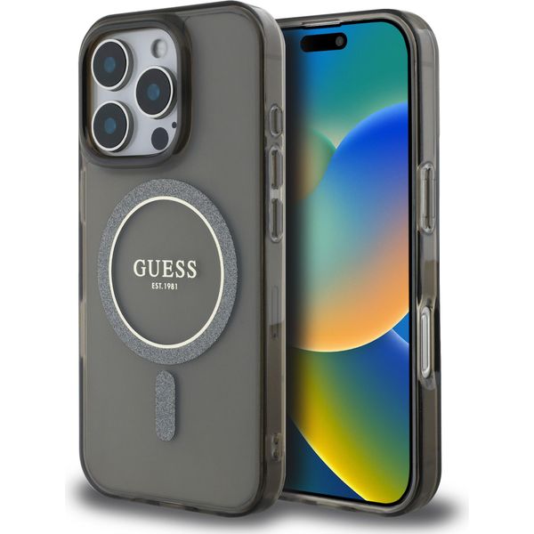 Guess Guhmp16Xhfgerek Iphone 16 Pro Max 6.9 Czarny/Nero Custodia Rigida Iml Glitter Circle Magsafe-image
