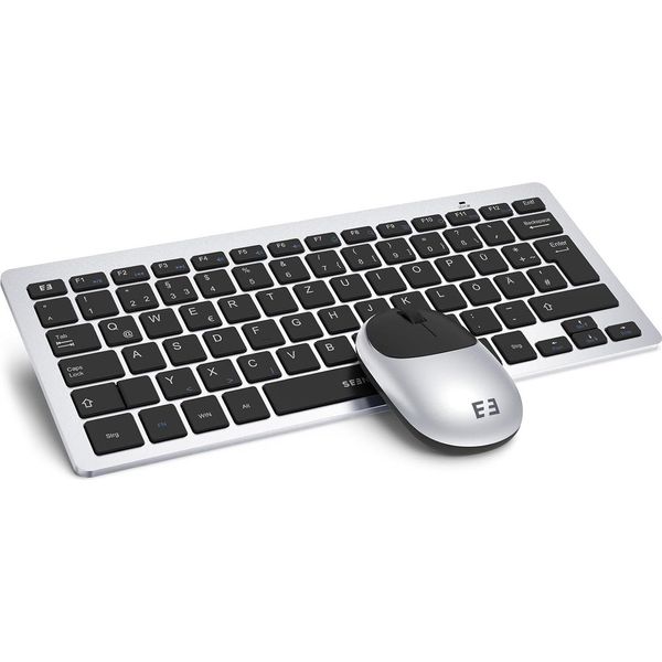 Tastiera E Mouse, Tastiera Wireless Compatta Ultrasottile E Mouse Da 1600 Dpi Con Clic Silenzioso Per Pc, Laptop, Desktop, Smart Tv, Layout Qwertz-image