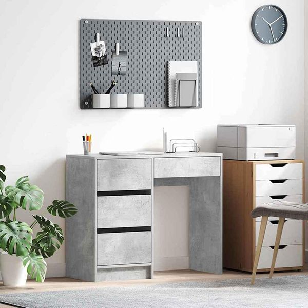 Maison Exclusive - Scrivania In Cemento Grigio 90 X 37,5 X 75 Cm Materiale Ligneo-image
