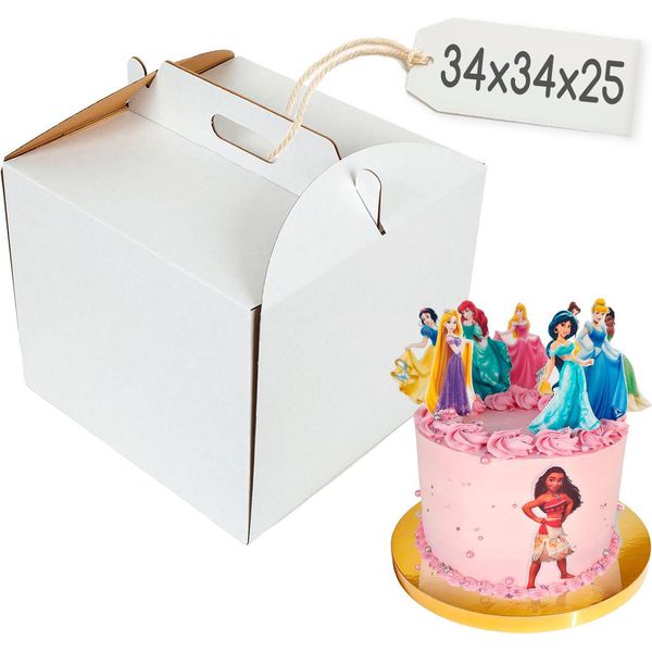 Brand4Cake Scatola Per Torte 34×34×25 Cm Bianca, Robusta Ed Elegante-image