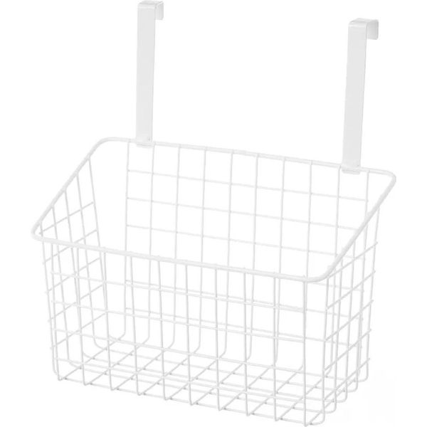 Howhomely | Cestino In Metallo - Cestino Per Porta - In Metallo - 26 X 17 X 28 Cm - Bianco - Cestino Da Appendere-image