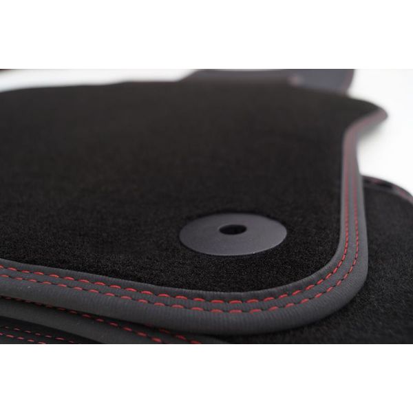Tappetini Adatti Per Vw Polo Vi Tutti I 2017> Premium Velours (Doppia Cucitura Rossa) Tappetini Auto 4 Pezzi Neri Tappetini Auto Gti Design-image