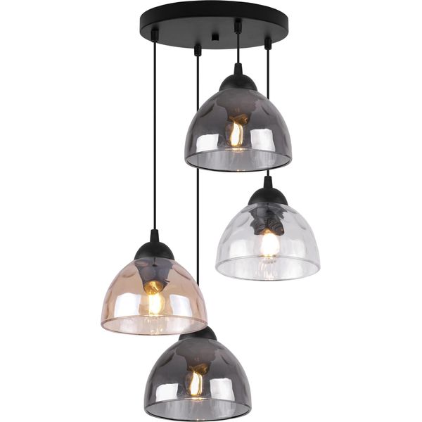 Lampada A Sospensione Venezia A 4 Luci Con Paralumi In Vetro Misto E27-image