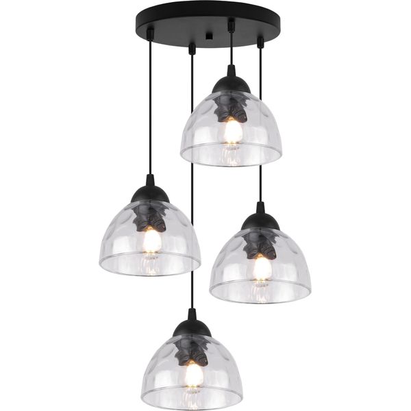Lampada A Sospensione Venice A 4 Luci Con Paralumi In Vetro Trasparente E27-image