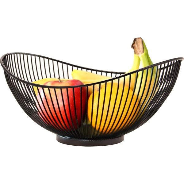 Fruttiera Bremermann, Cesto Per Frutta, Cesto Ovale In Filo Metallico Ca. 29 X 13,5 X 25,5 Cm, Nero Opaco-image