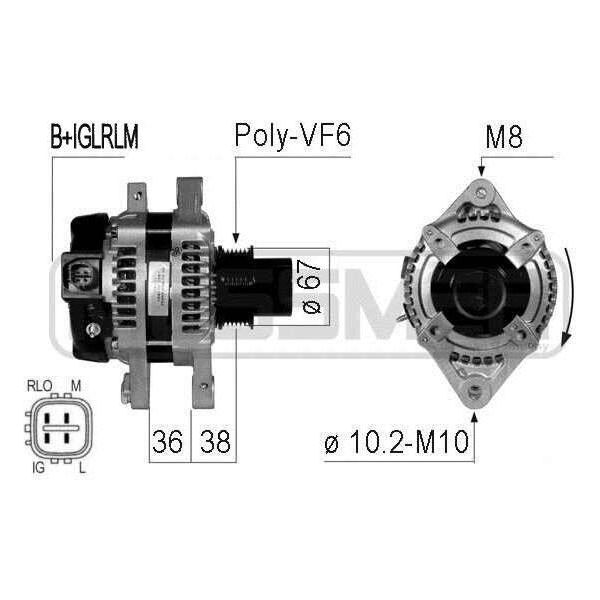 Era 210773A - Alternatore Oe 27060 0Q070 Per Yaris (P9)-image