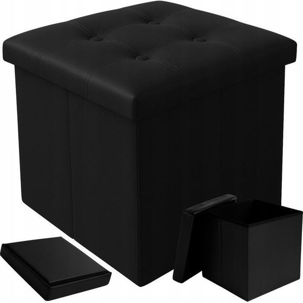 Ruhhy 25779 Sgabello Con Vano Portaoggetti 38 X 38 Cm, Nero-image