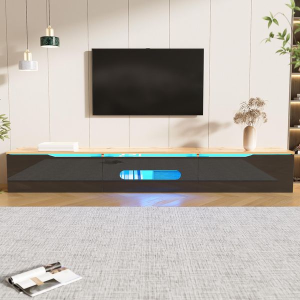Mobile Tv Sweiko, 180 Cm, Superficie Lucida, Con Illuminazione Led A 16 Colori, Installabile A Parete-image