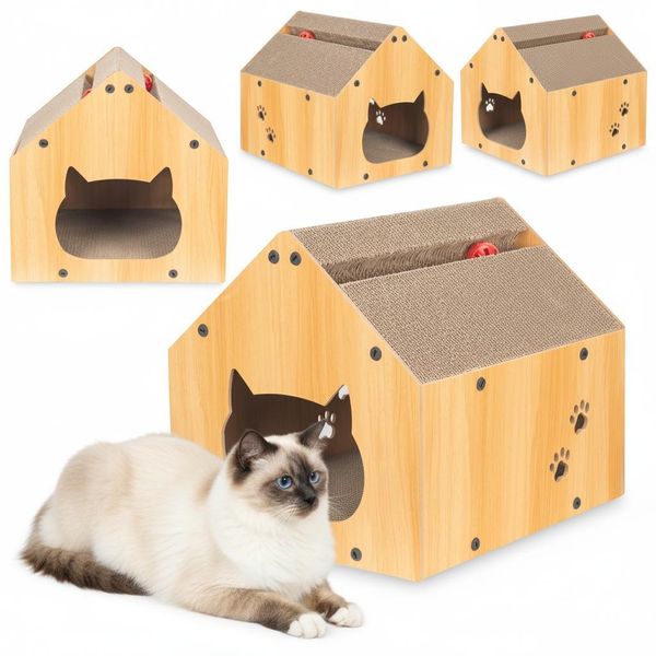 Fusto Tiragraffi Coil, Grotta Per Gatti, Tiragraffi Per Gatti, Letto Per Gatti, Lettino Per Gatti, Letto Ecologico, Tiragraffi, Mdf, Altezza: 34,5 Cm-image