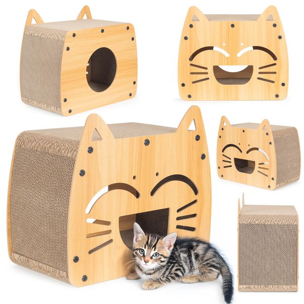 Cilindro Tiragraffi, Grotta Per Gatti, Tiragraffi Per Gatti, Letto Per Gatti, Lettino Per Gatti, Letto Ecologico, Tiragraffi, Mdf, Altezza: 40 Cm-image