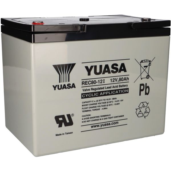 Batteria Al Piombo Yuasa REC80-12I Pb 12V / 80Ah A Prova Di Ciclo, Filettatura Interna M6-image