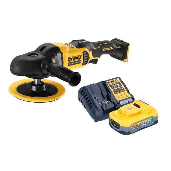 Dewalt Dcm 849 H1 Lucidatrice Eccentrica A Batteria 18 V 180 Mm Brushless + 1X Batteria Powerstack 5,0 Ah + Caricabatteria-image