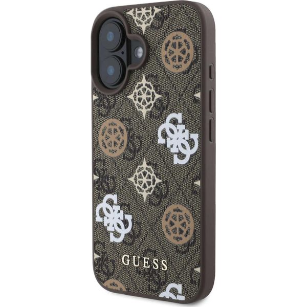 Guess Guhmp16Sp4Pwpw Iphone 16 6.1 BrąZowy/Brown Custodia Rigida Peonia Su Sfondo 4G Magsafe-image